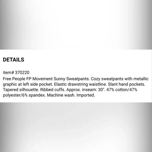 NWT Free People FP Movement Sunny Sweatpants - Picture 7 of 7